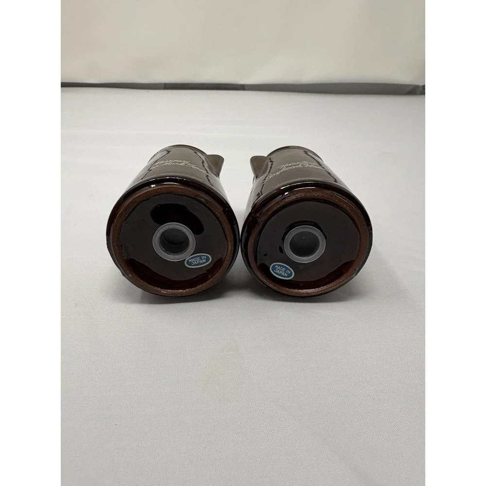 Vintage Old Economy Salt & Pepper Shakers Brown Stoneware Kettle – Hannibal MO